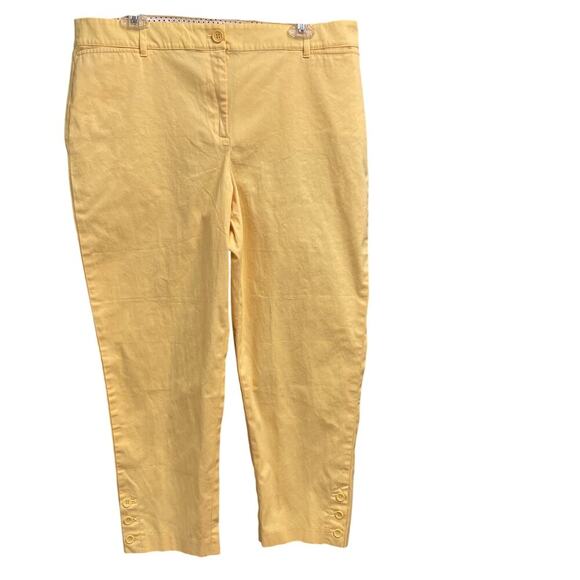 Talbots Perfect Crop Size 14 Butter Yellow Pants Travel Coastal Minimalist - Picture 1 of 4